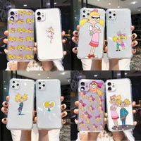 hey arnold helga phone case for iphone 13 x xs max 6 6s 7 7plus 8 8plus 5 5s se 2020 xr 11 12pro max clear funda cover