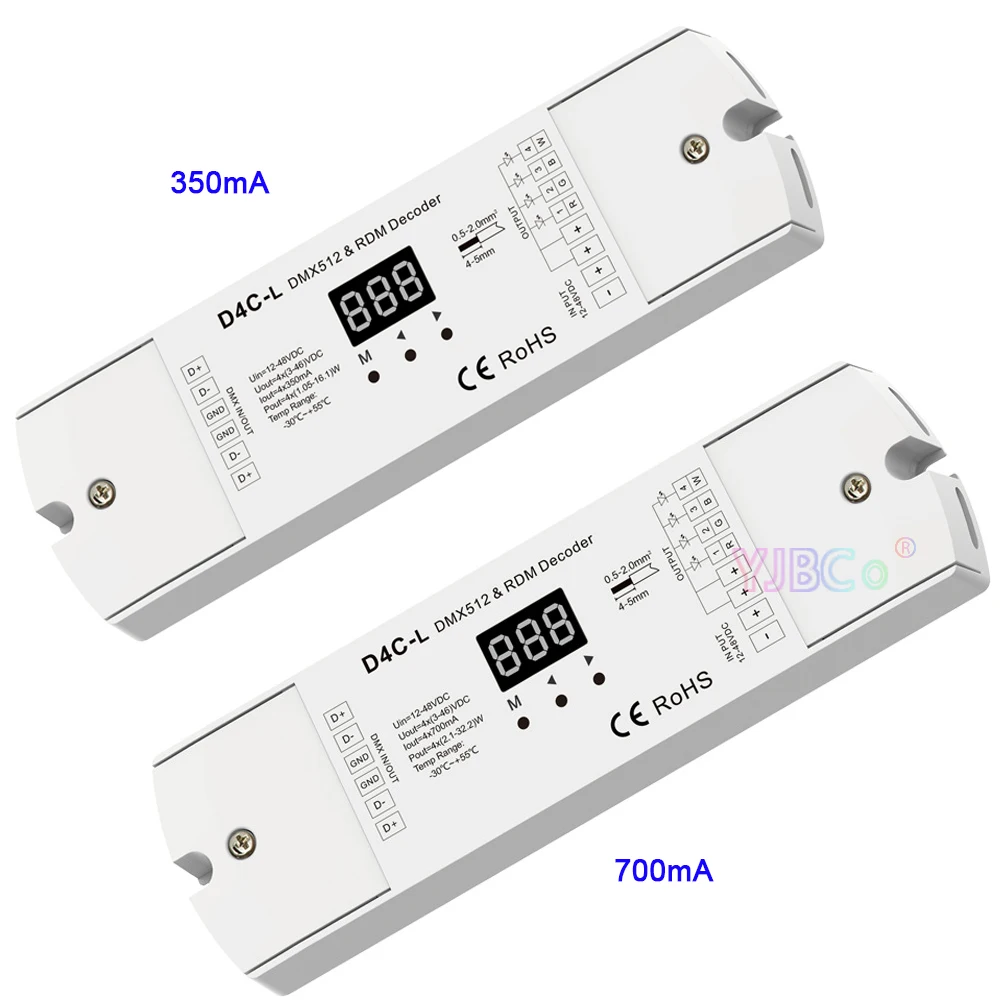 4CH постоянный ток DMX512 и RDM декодер 350mA/700mA D4C L RGB/RGBW ШИМ Текущий приемник Цифровой