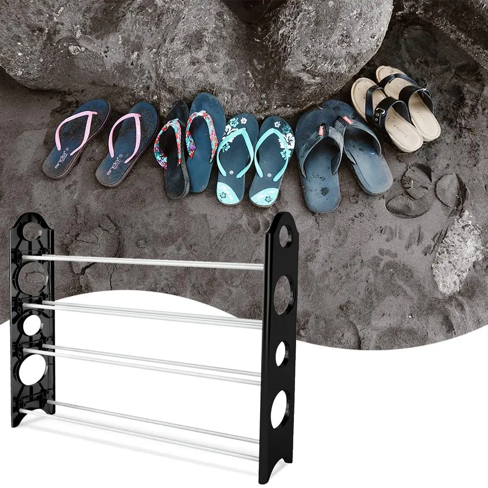 

4 Tier Shoes Rack Organizer Concise Integration Shoes Metal Shelf Easy Assemble Stand for Living Room School Dormitory