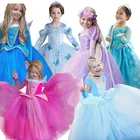 Модные детские платья принцесс для девочек, вечерние костюмы принцесс для косплея на Хэллоуин, Рождество, день рождения