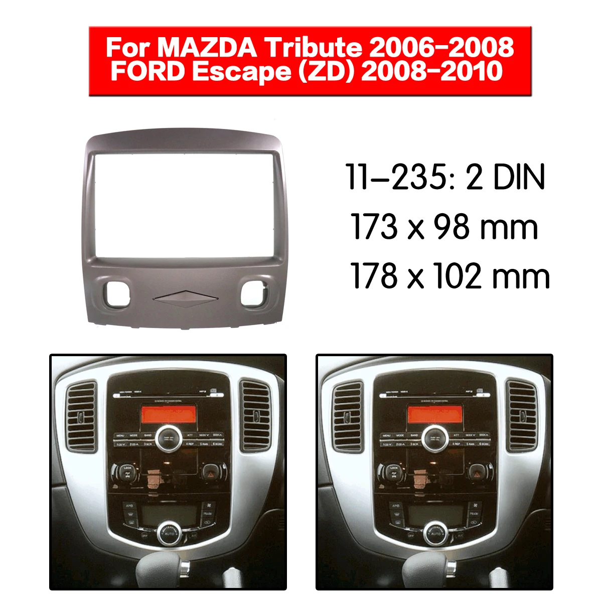 

Автомобильный радиоприемник рамка аудио Fascia ДЛЯ MAZDA Tribute 2006 + FORD Escape (ZD) 2008 + Автомобильное стерео радио Fascia панель монтажный адаптер