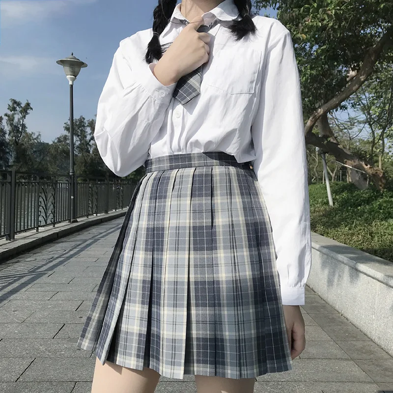 Женская летняя плиссированная юбка [Qing Ye] клетчатая школьная форма JK с высокой