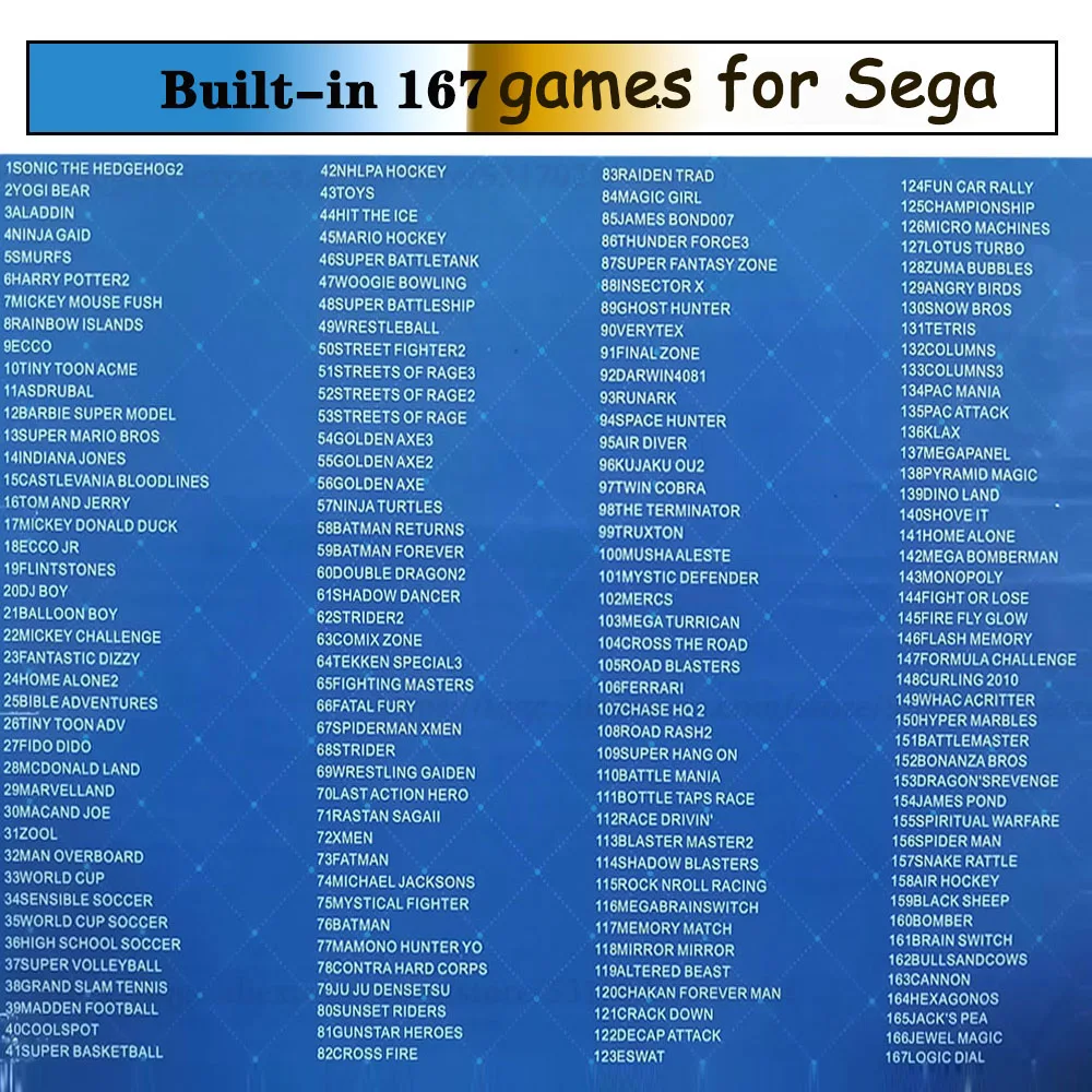 16 бит ретро мини видео игровая консоль 167 классические игры ТВ AV-out для MD Sega SG-167