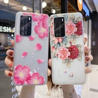 flower soft tpu case for huawei p40 p30 p20 mate 40 30 20 10 lite e p smart plus 2019 pro relief floral phone holder case