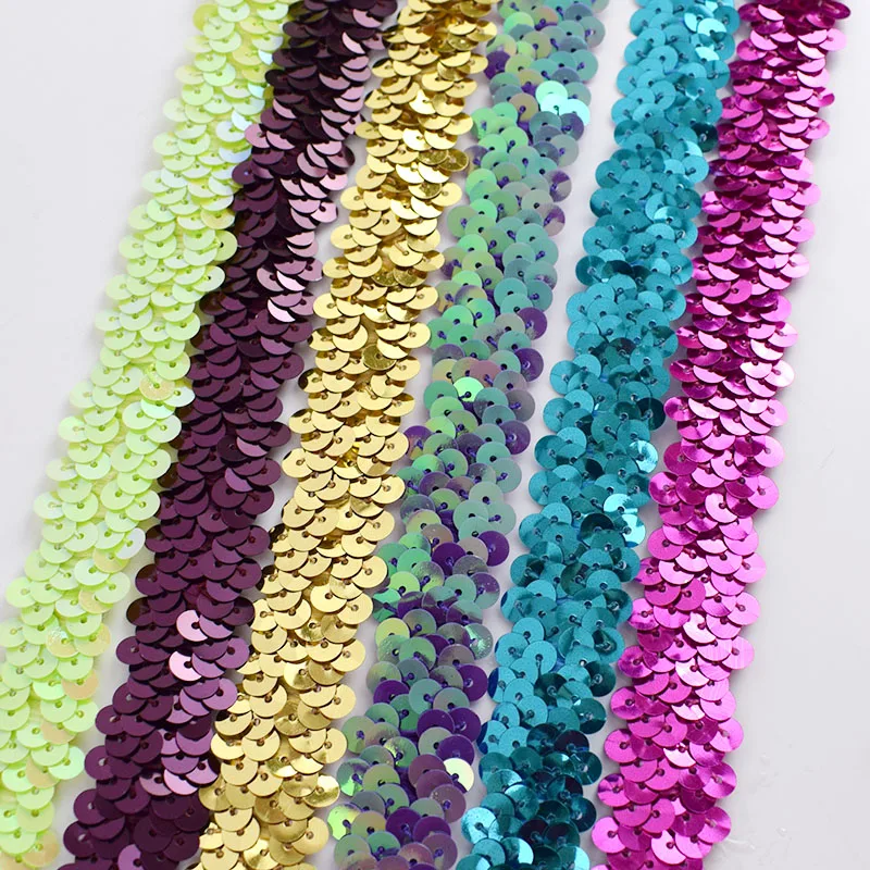 10 ярдов 2 см эластичные пайетки кружева ленты фурнитура стрейч ткань для сцены