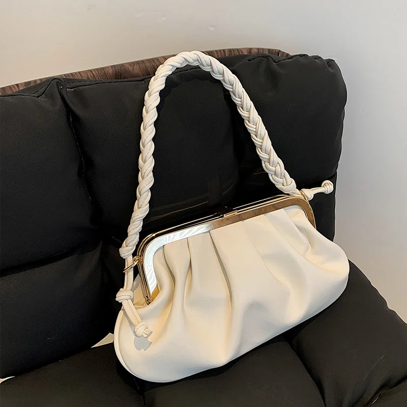 

Женские Хобо, классические маленькие сумки на плечо в подмышках 2021, трендовая винтажная сумка с зажимом, сумка через плечо из искусственной ...