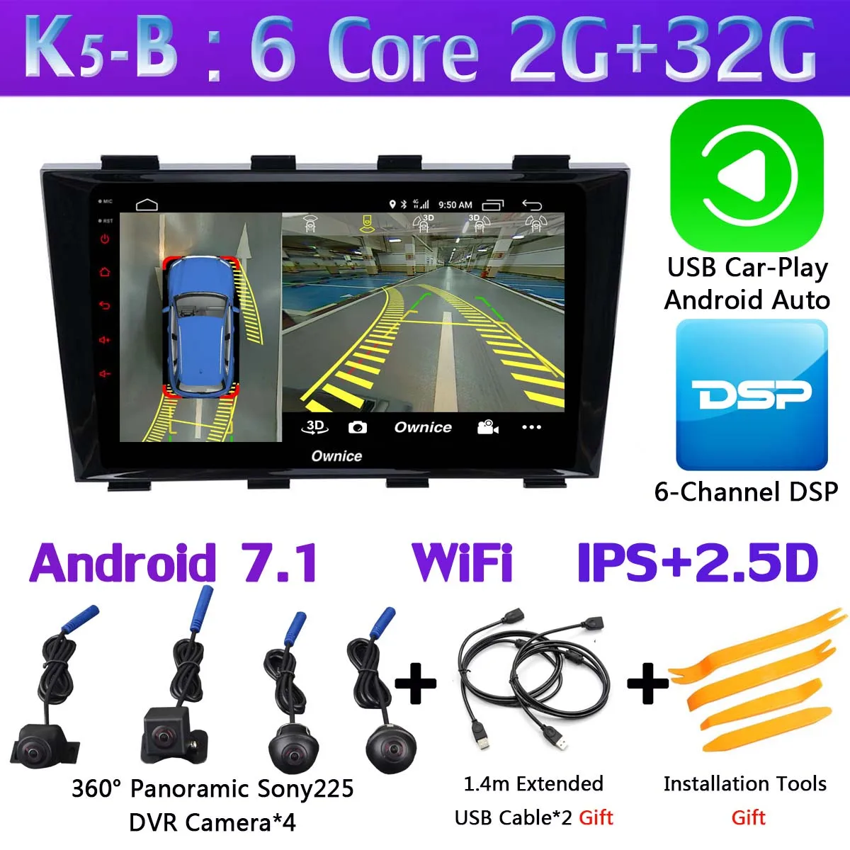 K5-B-CarPlay Ownice K1 K3 K5 K6 автомобильный DVD для Geely Emgrand EC8 2011 2012 2013 автомобильный Радио gps DSP Carplay 360 ° панорамная камера - Цвет: K5-B-CarPlay