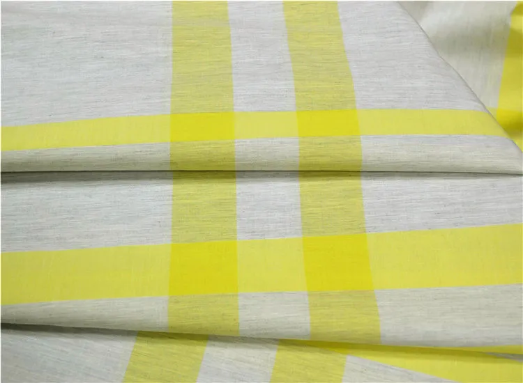 M серая желтая полосатая крупная сетчатая натуральная конопляная ткань/платье