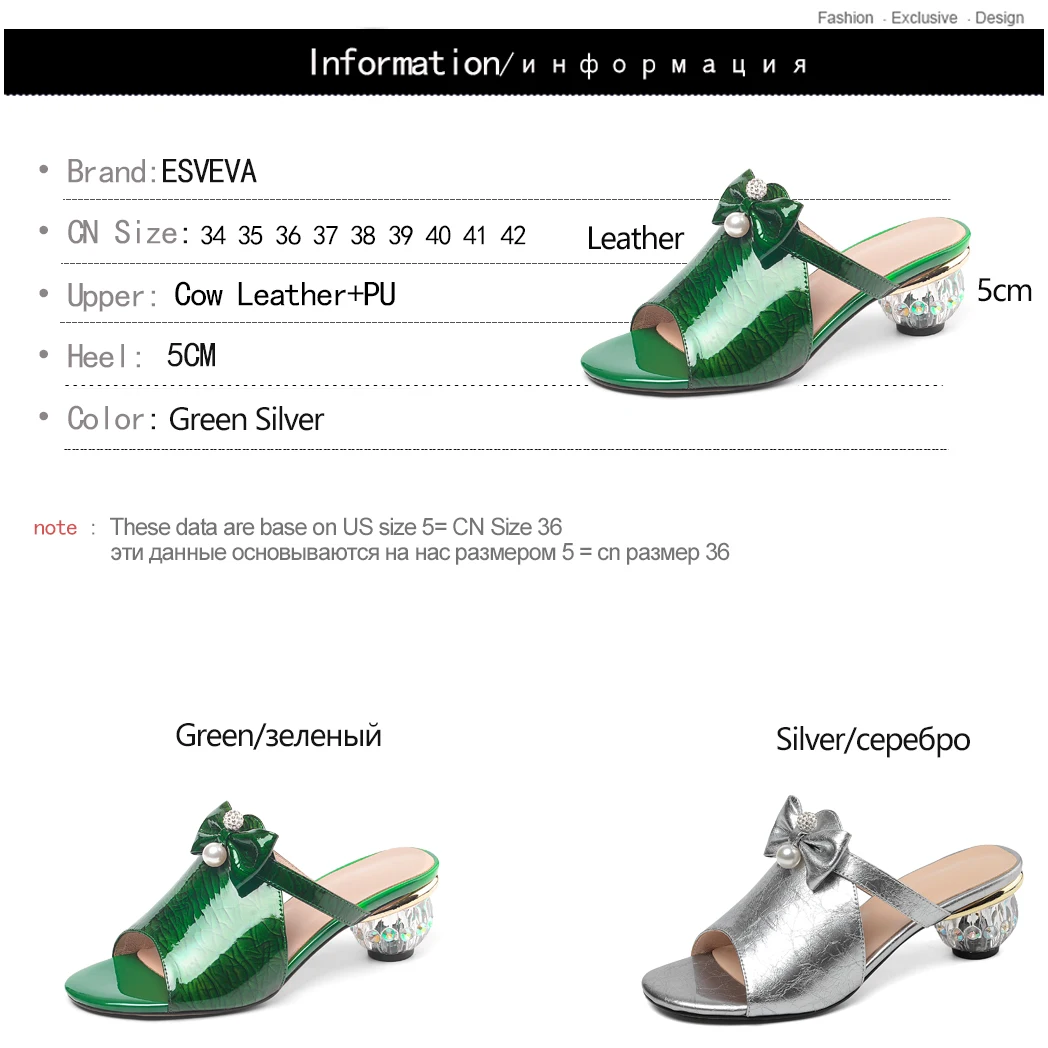 

ESVEVA 2019 Ladies Sandal Med Heel Slip On Round Toe Ladies Slingback Platform PU Leather Leopard Women Shoes Summer Size 34-42