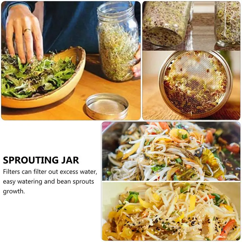 

1 Set Stainless Steel Mesh Lid Mason Jars Sprouting Jars Kit With Racks Germinator Seed Sprouter Germination Cover For Mason Jar