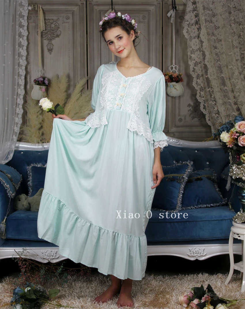 Loose Nightgown Women Long Nightdress Sleepwear Ladies Princess Sleepwear Ankle Length Nightwear Dress