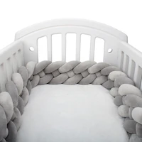 2m baby bumper bed braid knot pillow cushion bumper solid color for infant baby crib protector cot bumper room decor drop ship