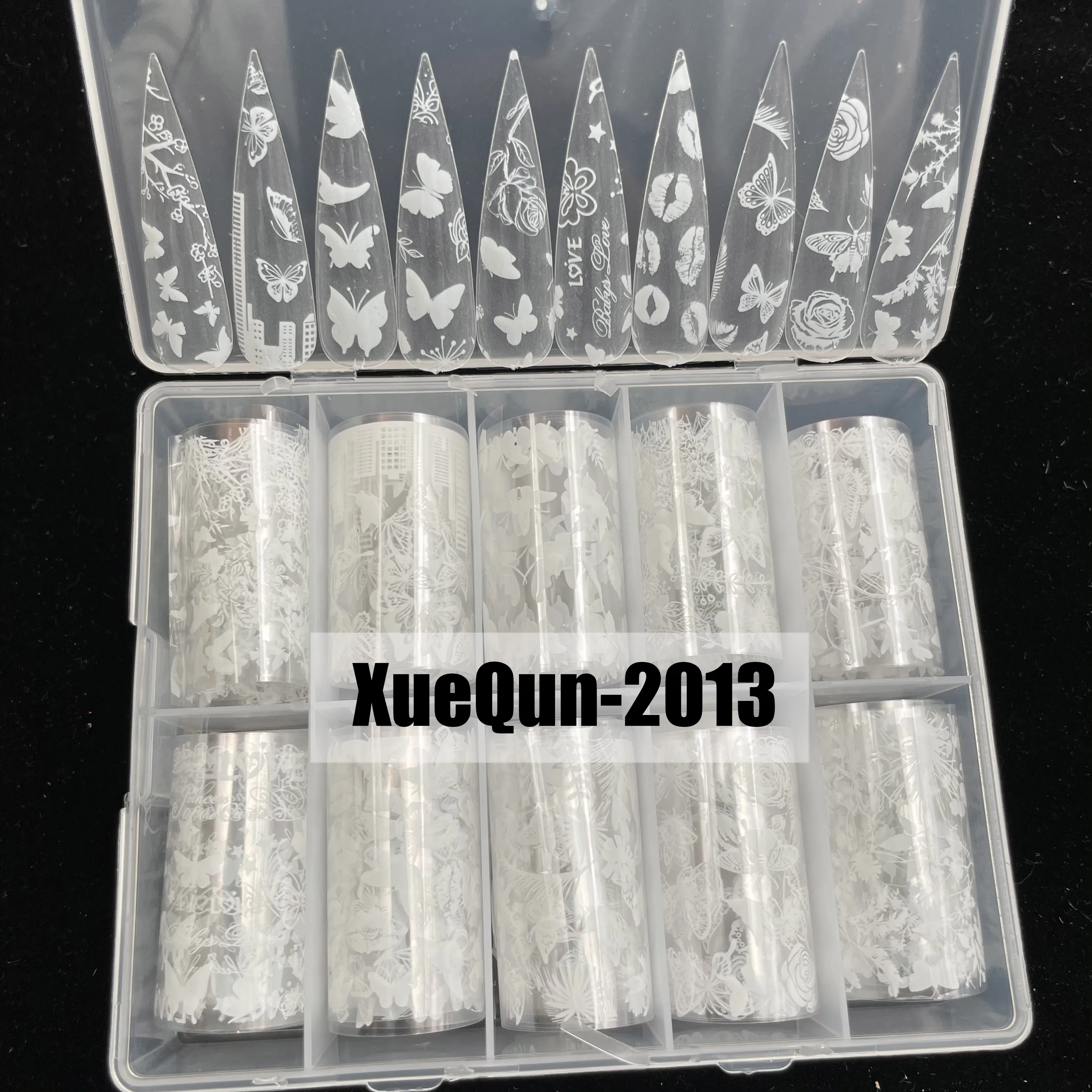 

XueQun 4*100 см старая белая бабочка дизайнерская Фольга для ногтей