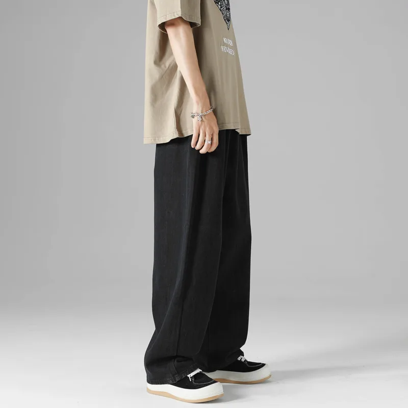 Мужские модные брюки с широкими штанинами в стиле ретро однотонные повседневные