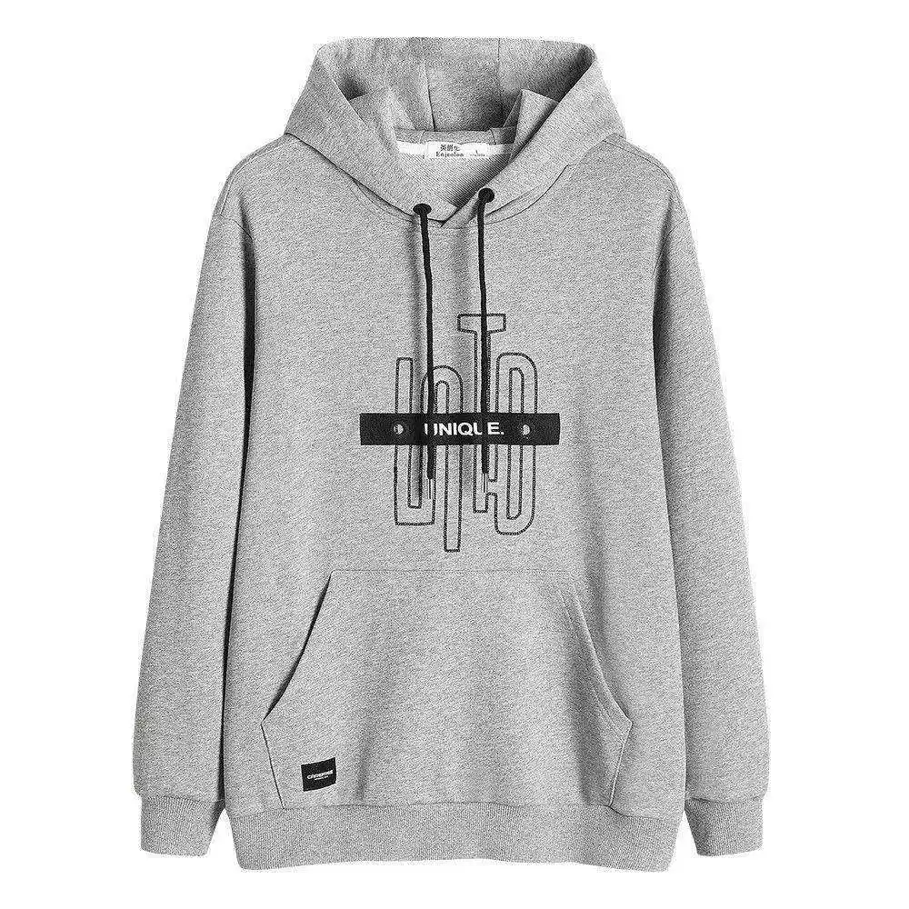 Light Gray Enjeolon осень мужские модные худи с вышивкой Толстовка с надписью повседневное Пальто Верхняя уличная одежда большого размера 3XL пуловер с капюшоном WY706 - Цвет: Light Gray