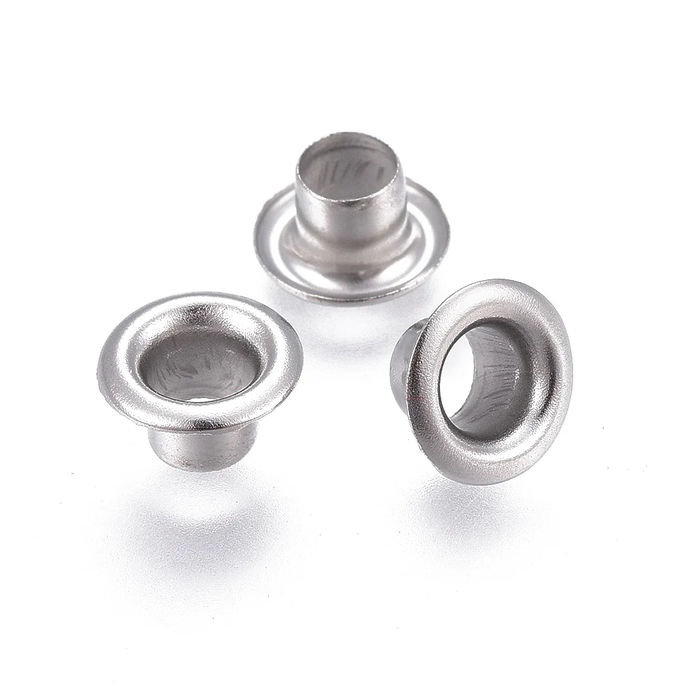 

20PCS European Style 304 Stainless Steel Eyelet Core Grommet for Large Hole Beads Flat Round 8mm, Hole: 4mm