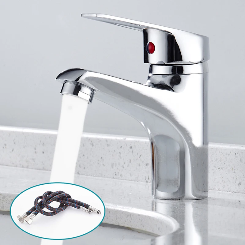 Fast Shipping RUYAGE Bathroom Basin Faucet Chrome Tap Hot and Cold Water Hose Chrome Bathroom Accessory