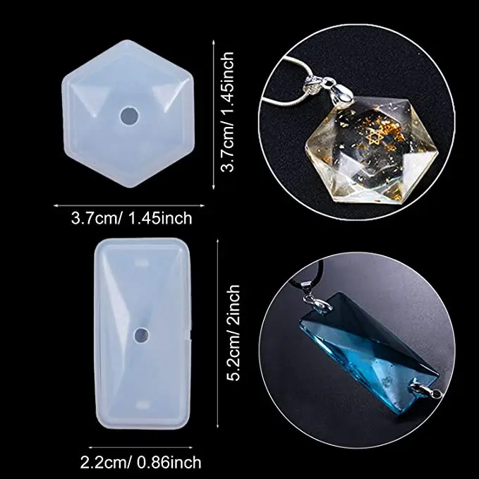 

Diy Epoxy Resin Silicone Mold, New Model With Holes And Multi-style Three-dimensional Crystal Pendants