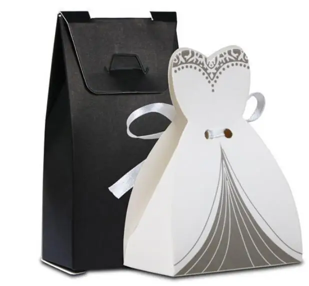 100PCS/Set Wedding Favor Candy Box Bride &amp Groom Dress Tuxedo Party w/ Ribbon boite dragees de mariage | Дом и сад