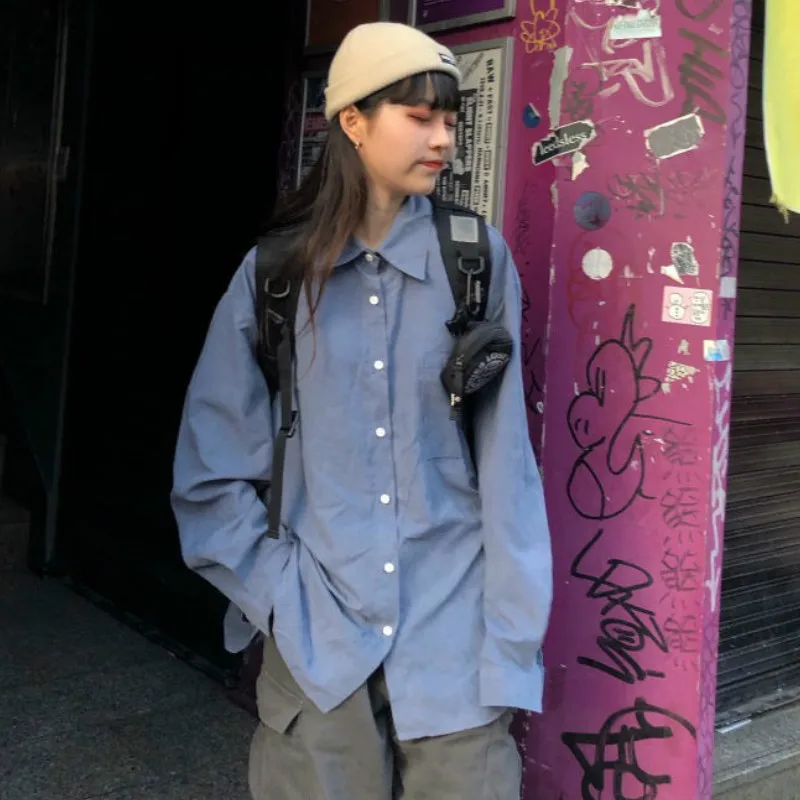 

Jackets Women Chic Autumn Basic Simple Solid BF Style All-match College Girls Outwear Long Sleeve Loose Casual Femme Ins Coats