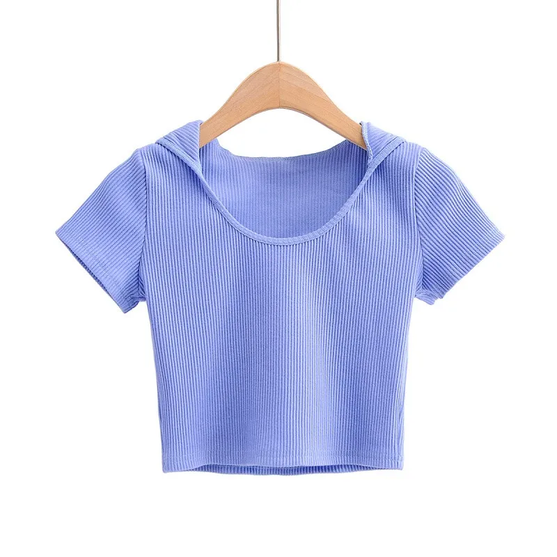 2020 suit female new threaded hooded short sleeve section + shorts tight and thin | Женская одежда