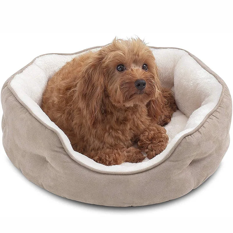 Короткая плюшевая кровать для домашних животных Лежанка маленьких средних и