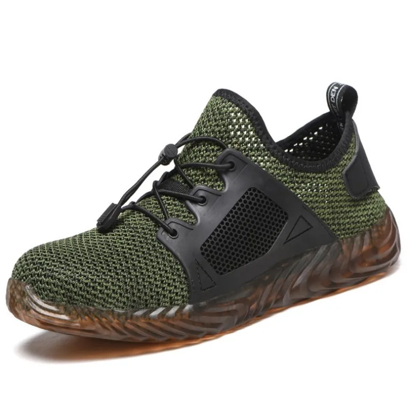 Style 2 Green Легкая Мужская Рабочая обувь; Всесезонная нескользящая обувь; Мужская стальная безопасная обувь; Модные дышащие женские кроссовки - Цвет: Style 2 Green