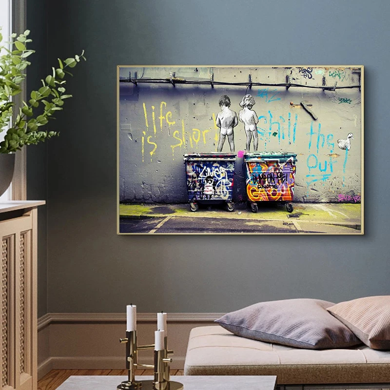 Бэнкси стрит-арт Жизнь короткая холод утки летают плакаты и напечатанные
