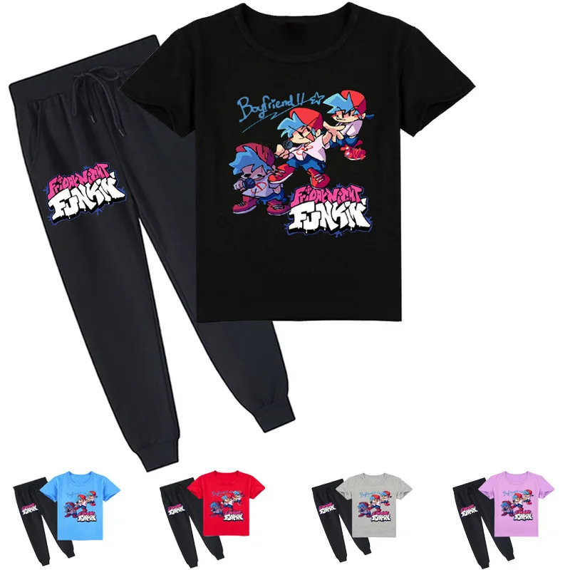 

Game Friday Night Funkin TShirt Kids Summer Sportsuits Baby Boys Short Sleeve T-shirt Jogging Pants Set Girls Boutique Outfits