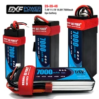 2pcs dxf lipo 2s 3s 4s 7 4v 11 1v 14 8v lipo battery 7 4v 7000mah 60c max 120c hardcase for rc 110 scale trxx stampede car