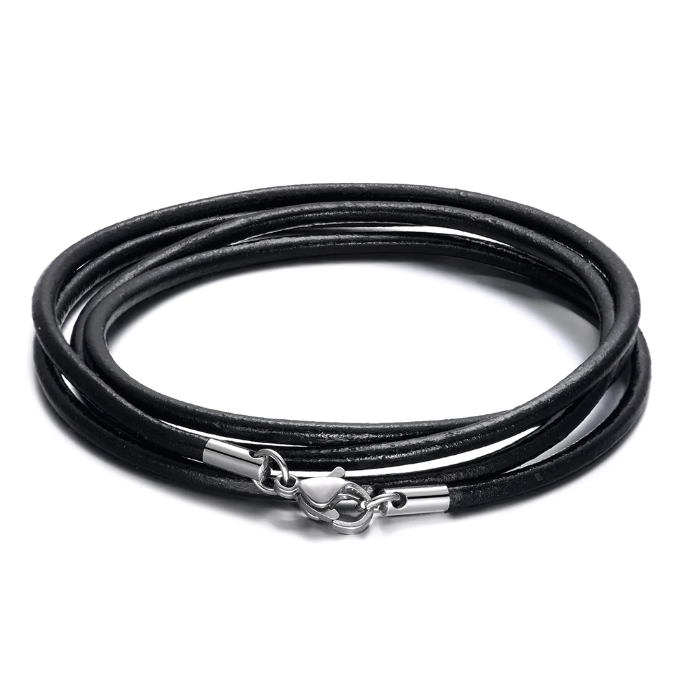 Ожерелье из натуральной кожи цепочка для женщин и мужчин застежка нержавеющей