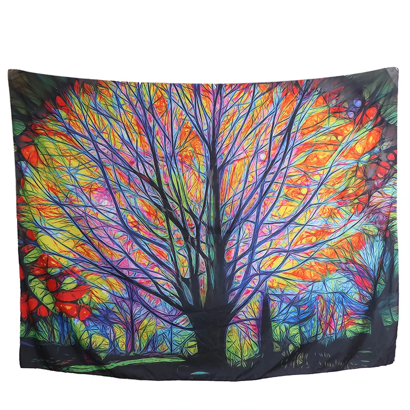 1 шт. Psychedelic красочный гобелен с изображением деревьев настенный лес птицы для