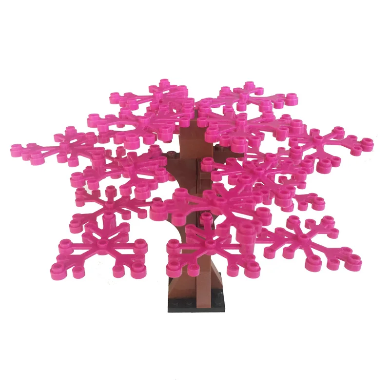 Small Tree Rose Red Обучающий строительный блок городской подъемник вишня авеню дорога дерево обучающий кирпич подарок-игрушка для мальчика-без коробки - Цвет: Small Tree Rose Red