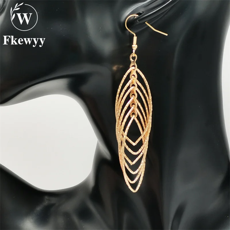 

Fkewyy Luxury Earrings For Women Fashion Jewelry Design Punk Accessories Geometry Multi-Layer Dangle Earrings Jewellery Gothic