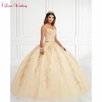 quinceanera dresses ball gown party prom lace embroidery sequin strapless girls gold sweetheart sweet 16 dress plus size 2021