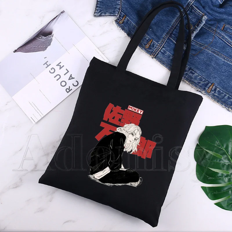 

Tokyo Revengers Large Women's Shopper Bag Canvas Tote Shoulder Bags Shopping Bag with Print Black Cloth Handbags Eco Friendly