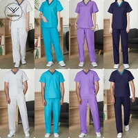short sleeved top unisex suit scrub care clinic beauty institution spa breathable comfortable uniform laboratory overalls new