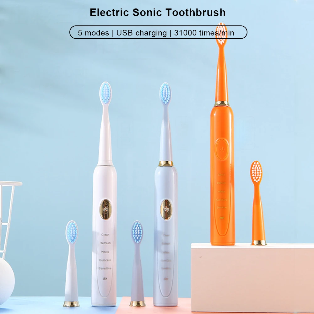 Электрическая зубная щетка пятискоростная звуковая вибрационная зарядное