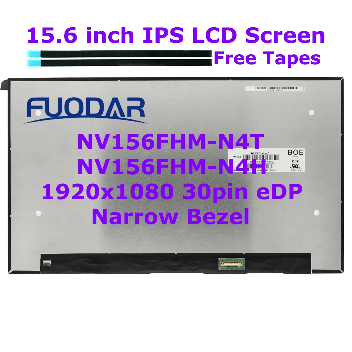

15.6" IPS Laptop LCD Screen NV156FHM-N4T fit NV156FHM-N4H B156HAN09.1 N156HCA-E5A E5B LED Matrix Panel FHD1920x1080 30pin eDP