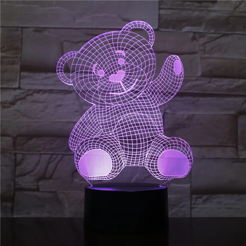 Nighdn 3D Lamp Creative7/16Colors Night Lights Novelty Illusion Bedrooom BearToy for Home Decorative Light Holiday Gifts | Освещение