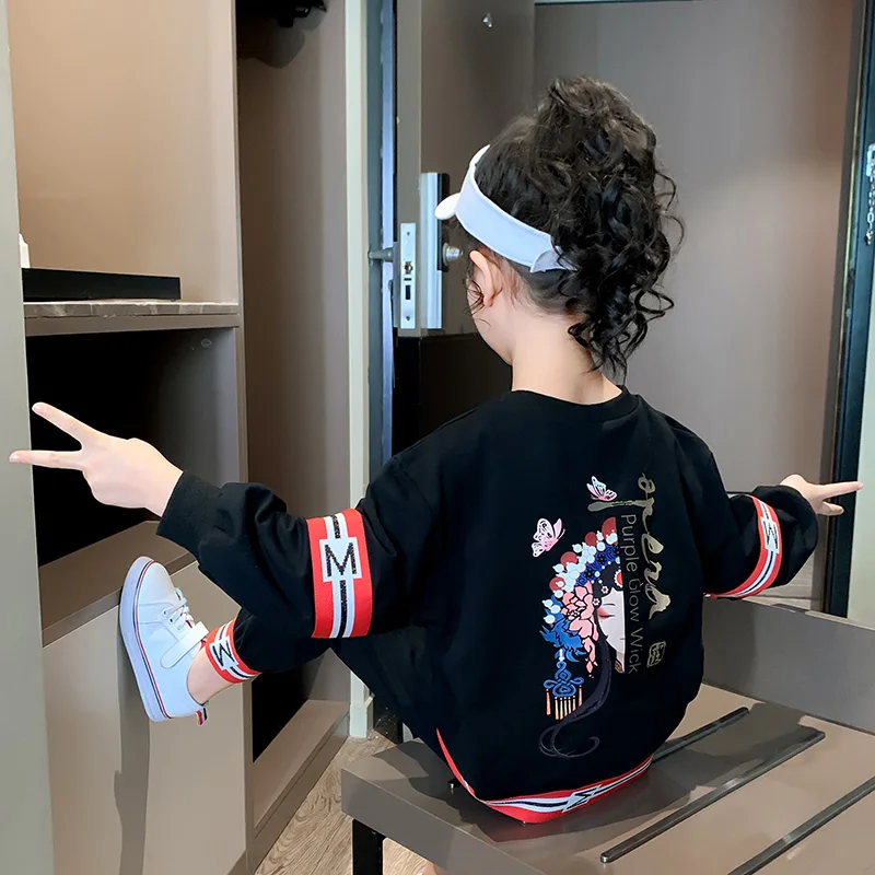 2021 Popular Girls Two-piece suit Cartoon Sweater Children Girl Clothes Front pocket Sweatshirt Sweatpants Kid Cotton Sportswear | Детская