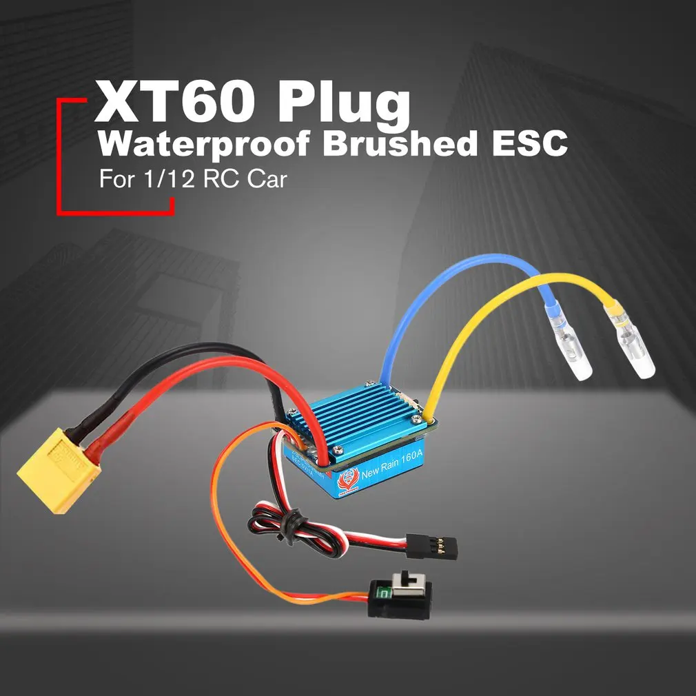 Водонепроницаемый матовый ESC 160A 3S с 5 в 1 а BEC t-разъемом/XT60-вилкой для 1/12