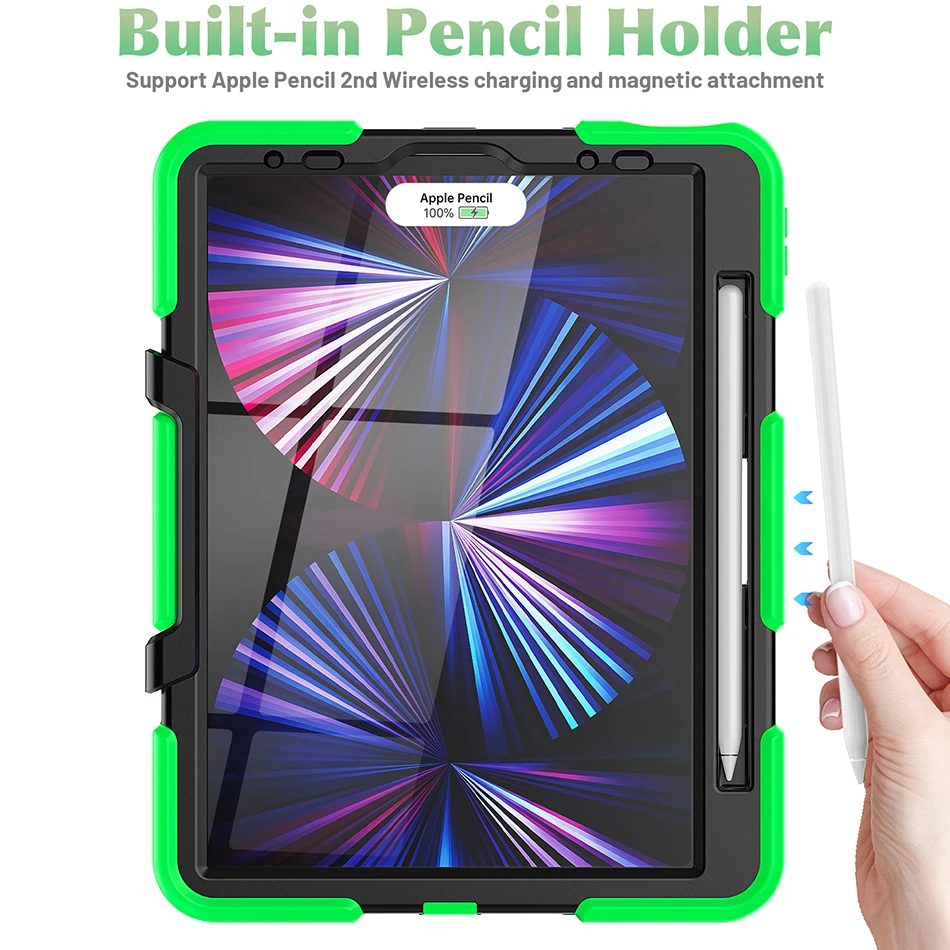 Three Layers Protective Silicone Case with Pencil Slot Funda Stand for iPad Air 4 Pro 11 Shokcproof Cover 2021 2018 2020 |