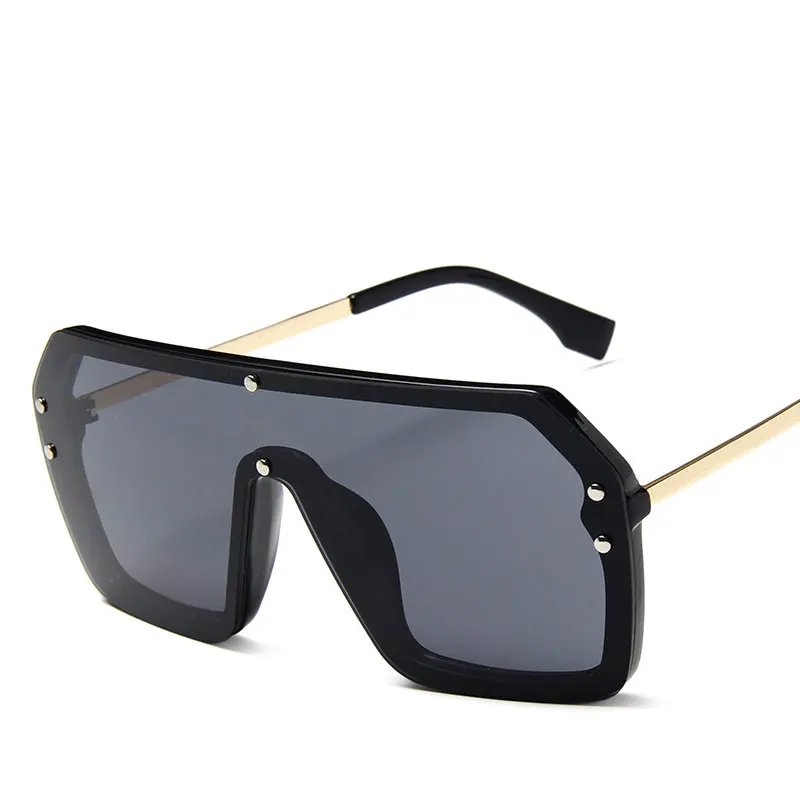 

Oversized Square Sunglasses Women Luxury Brand Fashion Flat Top Red Black Clear Lens One Piece Men UV400 Accessories