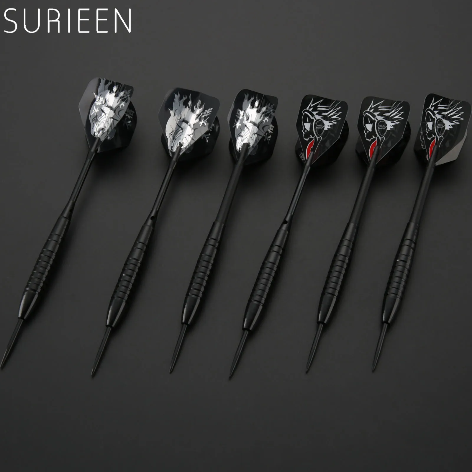 6 шт. 22 г цвета черного Металлика с девятью патронами Никель Сталь дротики