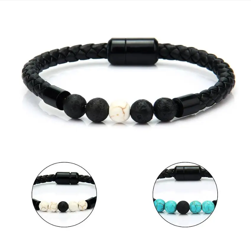 Мужской браслет из натуральной кожи 20 см|Браслеты с шармами| |