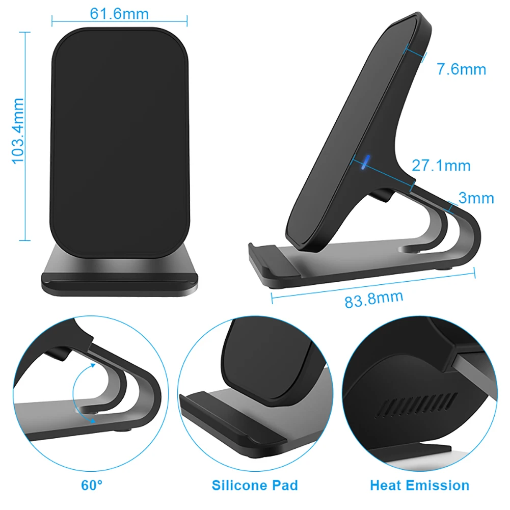 Qi Беспроводной Зарядное устройство быстрой зарядки стенд 7 5 W для iPhone XR/XS/Max/XS/X/8/8