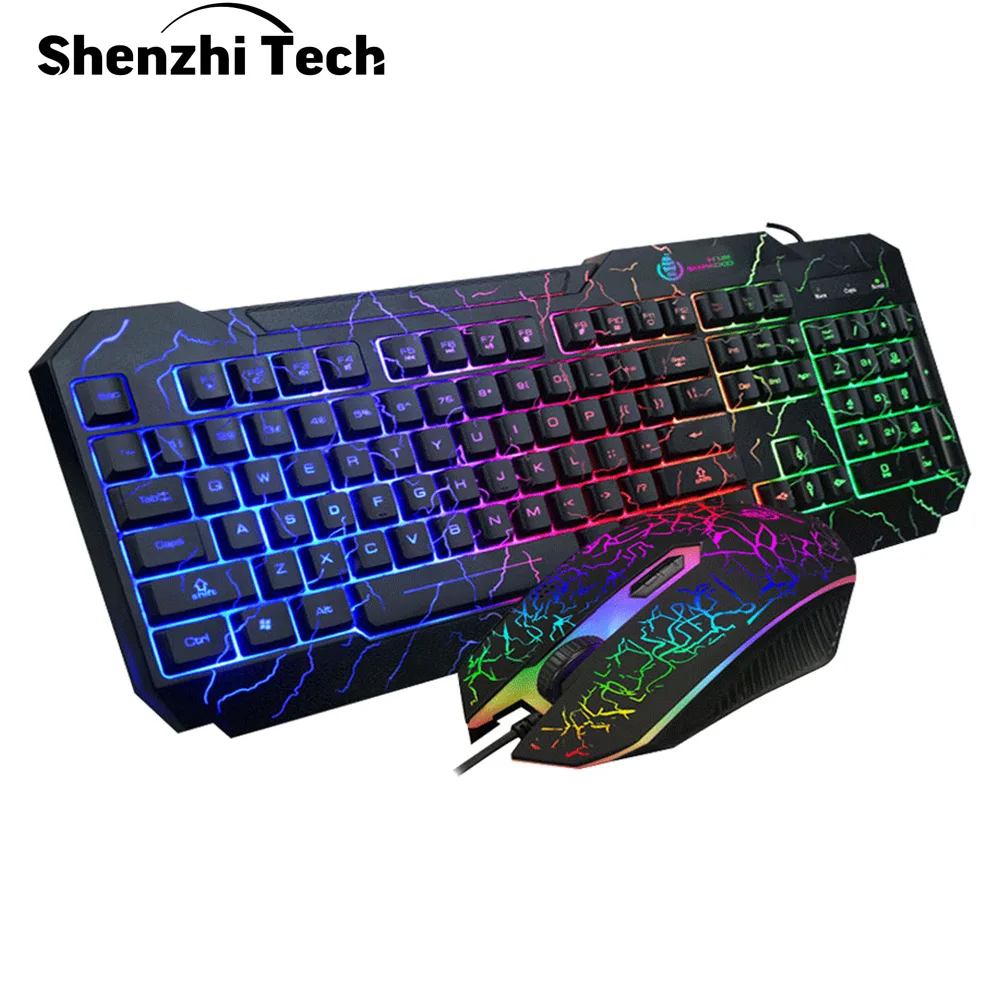 2021 игровая клавиатура и мышь компьютерная RGB с подсветкой черная механическая 104