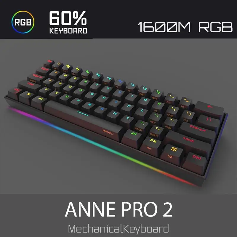    Anne Pro 2 60%  Bluetooth  Gateron Kailh Cherry Switch,         