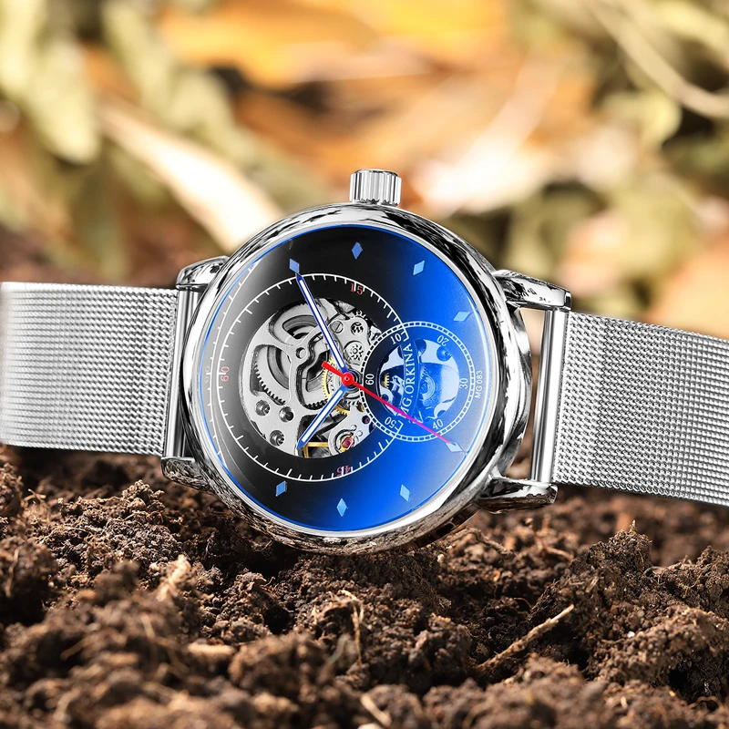 Уникальный креативный дизайн из нержавеющей стали с сетчатым ремешком для